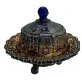 Carnival Glass Covered Butter Dish