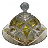 Bohemian Cut Glass Covered Butter Dish
