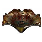 Carnival Glass Ruffled Edge Bowl