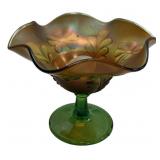 Carnival Glass Ruffled Edge Compote