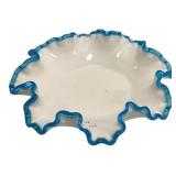 Fenton Aqua Crest Ruffled Glass Bowl