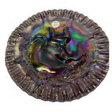 Carnival Glass Rooster Plate Amethyst