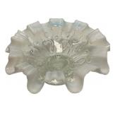 Opalescent Glass Ruffled Edge Bowl