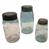 Antique Canning Jars Lot of 3