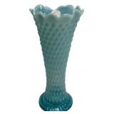 Turquoise Diamond Point Glass Vase