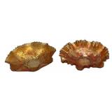 Marigold Carnival Glass Ruffled Bowls