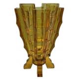 Art Deco Amber Glass Rocket Vase
