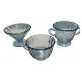 Depression Glass Blue Madrid Set of 3