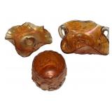 Marigold Carnival Glass Trio