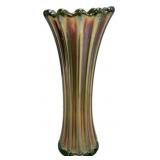 Carnival Glass Ribbed Flared Vase
