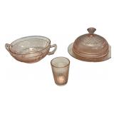 Pink Depression Glass 3-Piece Lot