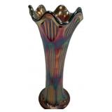 Carnival Glass Ruffled Vase Ribbed
