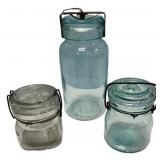 Antique Glass Canning Jars Set of 3