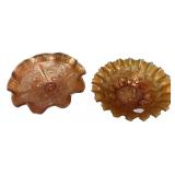 Marigold Carnival Glass Bowls Pair