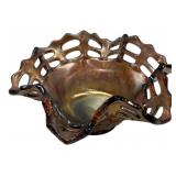 Carnival Glass Basketweave Open Edge Bowl
