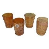 Marigold Carnival Glass Tumblers Set 4