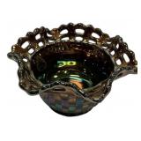 Fenton Carnival Glass Basket Weave Bowl