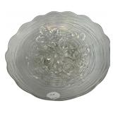Clear Glass Rose Pattern Serving Bowl