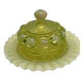 Victorian Vaseline Glass Butter Dish