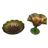Carnival Glass Bowl & Compote Pair