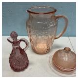 Pink Depression Glass 3-Piece Lot