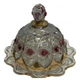 EAPG Ruby Stained Covered Butter Dish