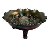 Carnival Glass Grape Footed Bowl