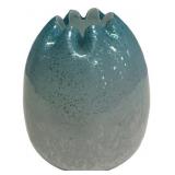 Teal Speckled Art Glass Egg Vase
