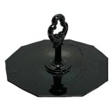 Black Glass Center Handle Serving Tray