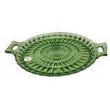 Green Depression Glass Handled Tray