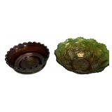 Carnival Glass Grape Pattern Bowls Pair