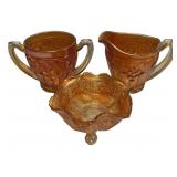 Marigold Carnival Glass 3-Piece Set