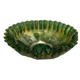 Green Carnival Glass Grape Bowl