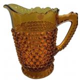 Amber Hobnail Glass Pitcher