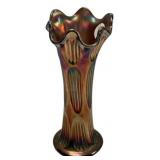 Carnival Glass Ruffled Vase Beaded Bull