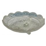 Pressed Glass Footed Bowl Floral Design
