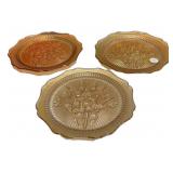 Iris Herringbone Amber Glass Platters