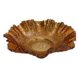 Marigold Carnival Glass Ruffled Bowl