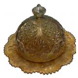 Marigold Carnival Glass Butter Dish