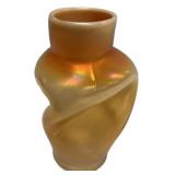 Gold Iridescent Art Glass Twisted Vase