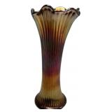 Carnival Glass Ribbed Flared Vase