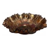 Carnival Glass Ruffled Edge Acorn Bowl