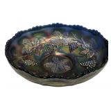 Carnival Glass Grape & Leaf Bowl