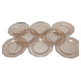 Pink Depression Glass Plates Set of 8