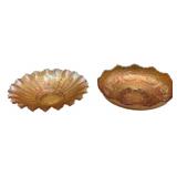 Pair Marigold Carnival Glass Bowls