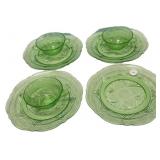 Green Depression Glass Plates & Cups