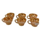 Fire-King Peach Luster Swirl Cups Set 6