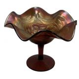Carnival Glass Ruffled Compote Dish