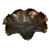 Carnival Glass Grape & Leaf Bowl