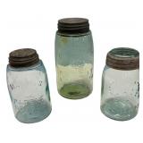 Antique Mason & Crown Glass Jars Lot/3